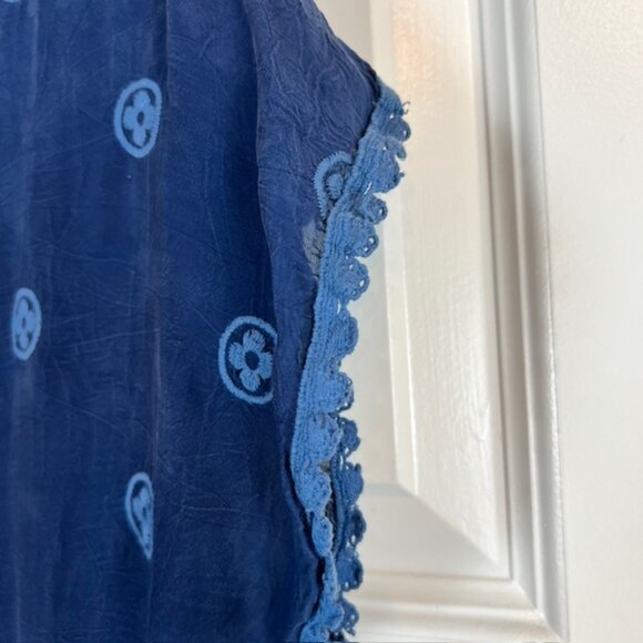 Johnny Was Embroidered Jocasta Willow Tunic Top Navy Blue Boho Chic Small $245 - Picture 7 of 8